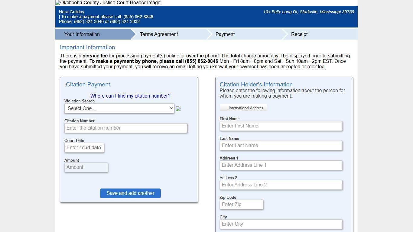 Pay Tickets Online - Starkville, Mississippi, Oktibbeha County Justice Court