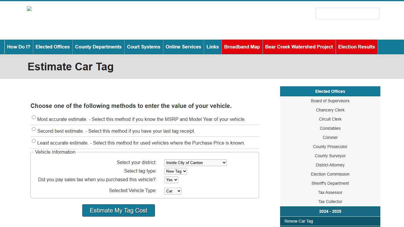 Estimate Car Tag Madison County Mississippi